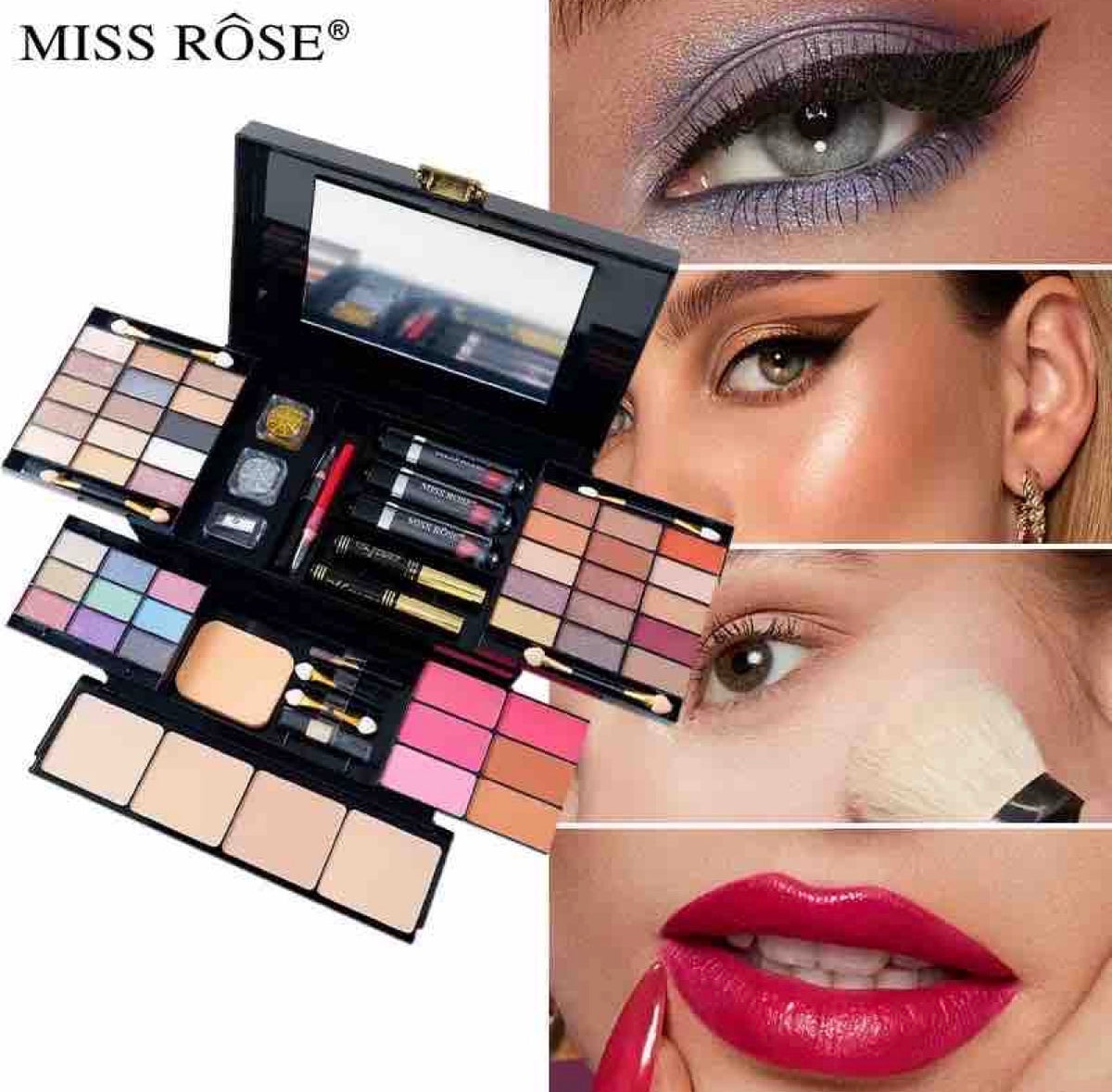Miss Rose Profesionalni Set Šminke sa Ogledalom – Multifunkcionalni Makeup Kofer