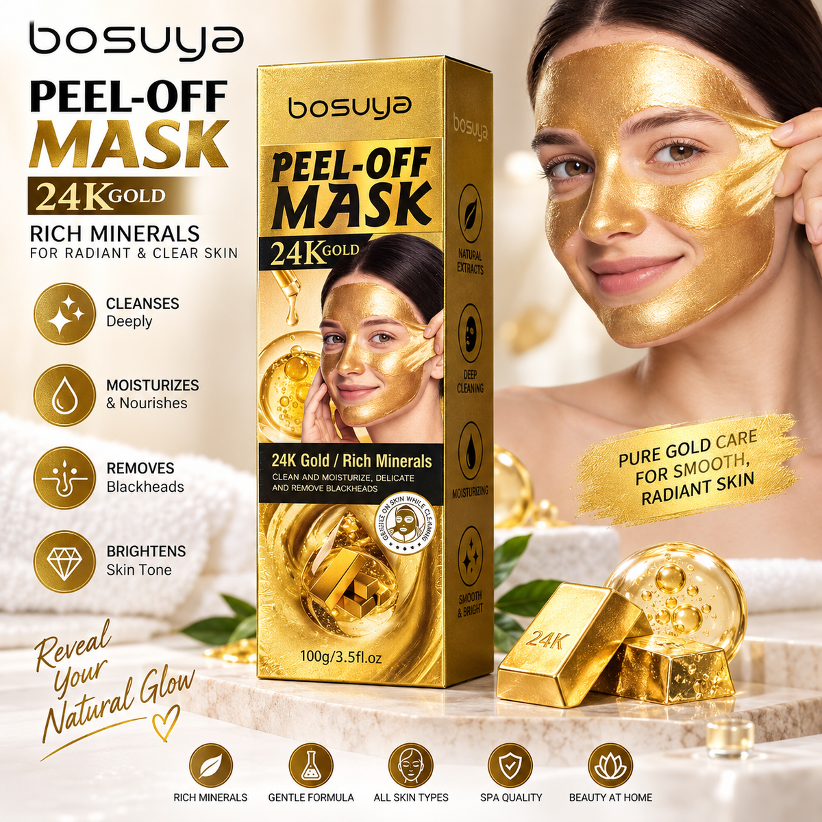 24K Gold Peel-Off Maska za Lice – 100 g