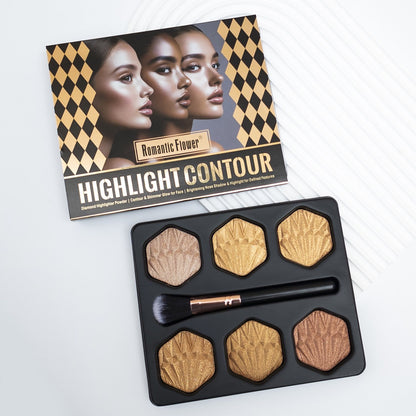 Romantic Flower Highlight & Contour Paleta – 6 Nijansi