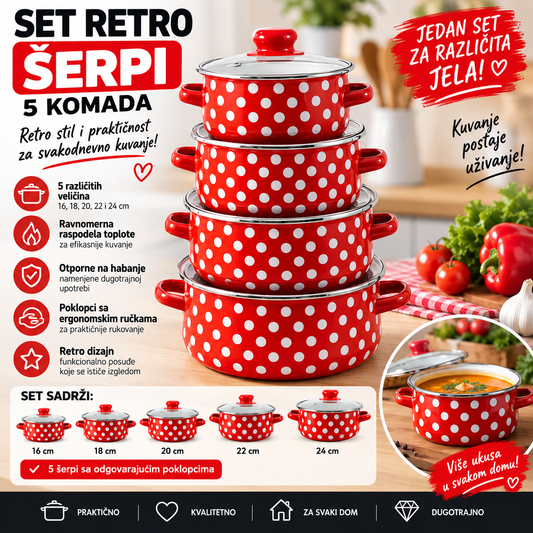 SET RETRO ŠERPI - 5 KOMADA
