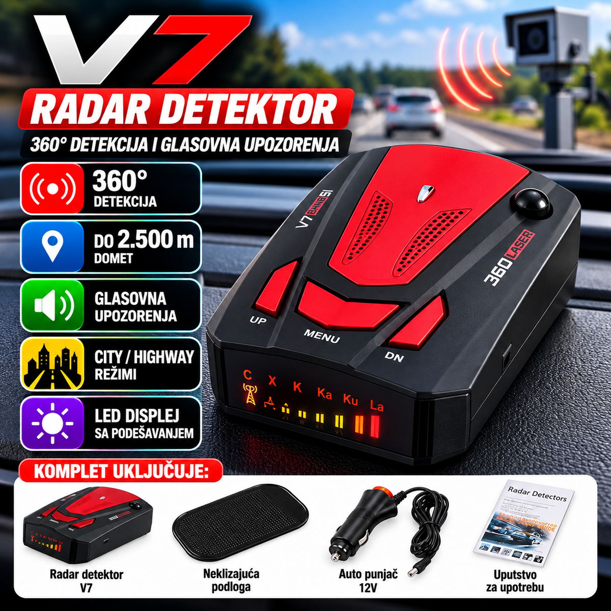 Radar Detektor V7 - 360° Detekcija