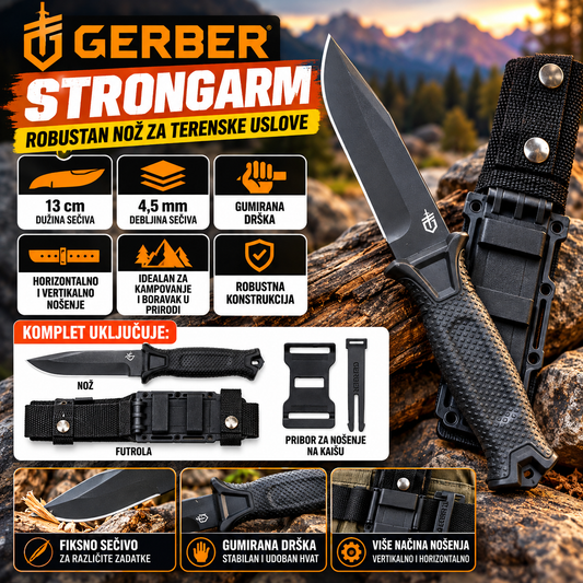 Gerber StrongArm Taktički Nož Crni - Masivna Konstrukcija