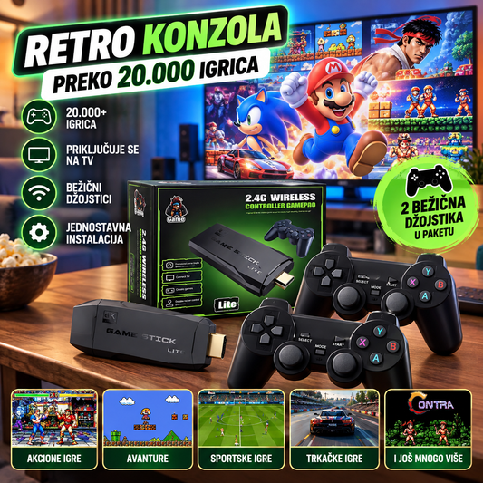 TV Game Stick RETRO Konzola – Preko 20.000 Igrica