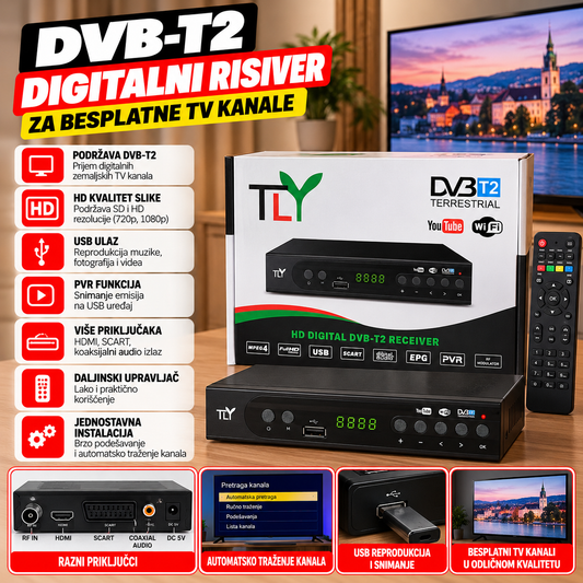DVB-T2 Digitalni Risiver Full HD sa USB
