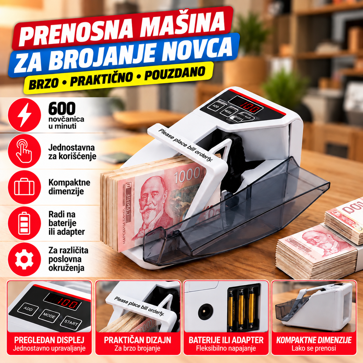 Prenosna Mašina za Brojanje Novca