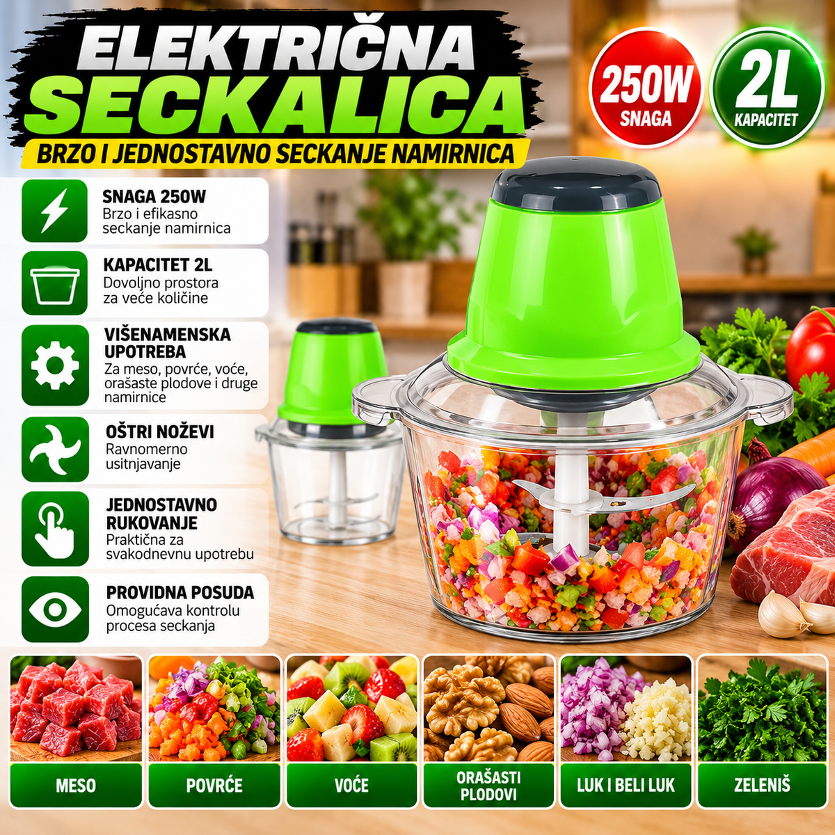 Električna Seckalica 250W 2L