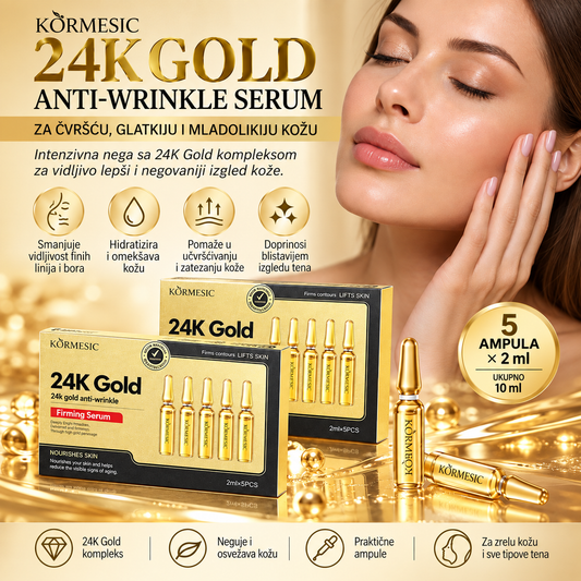 24K Gold Anti-Wrinkle Serum za Lice – 5 Ampula