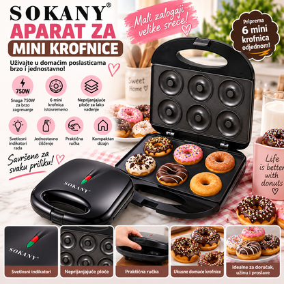 Sokany Aparat za Mini Krofnice 750W – 6 Krofnica