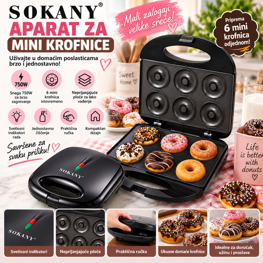 Sokany Aparat za Mini Krofnice 750W – 6 Krofnica