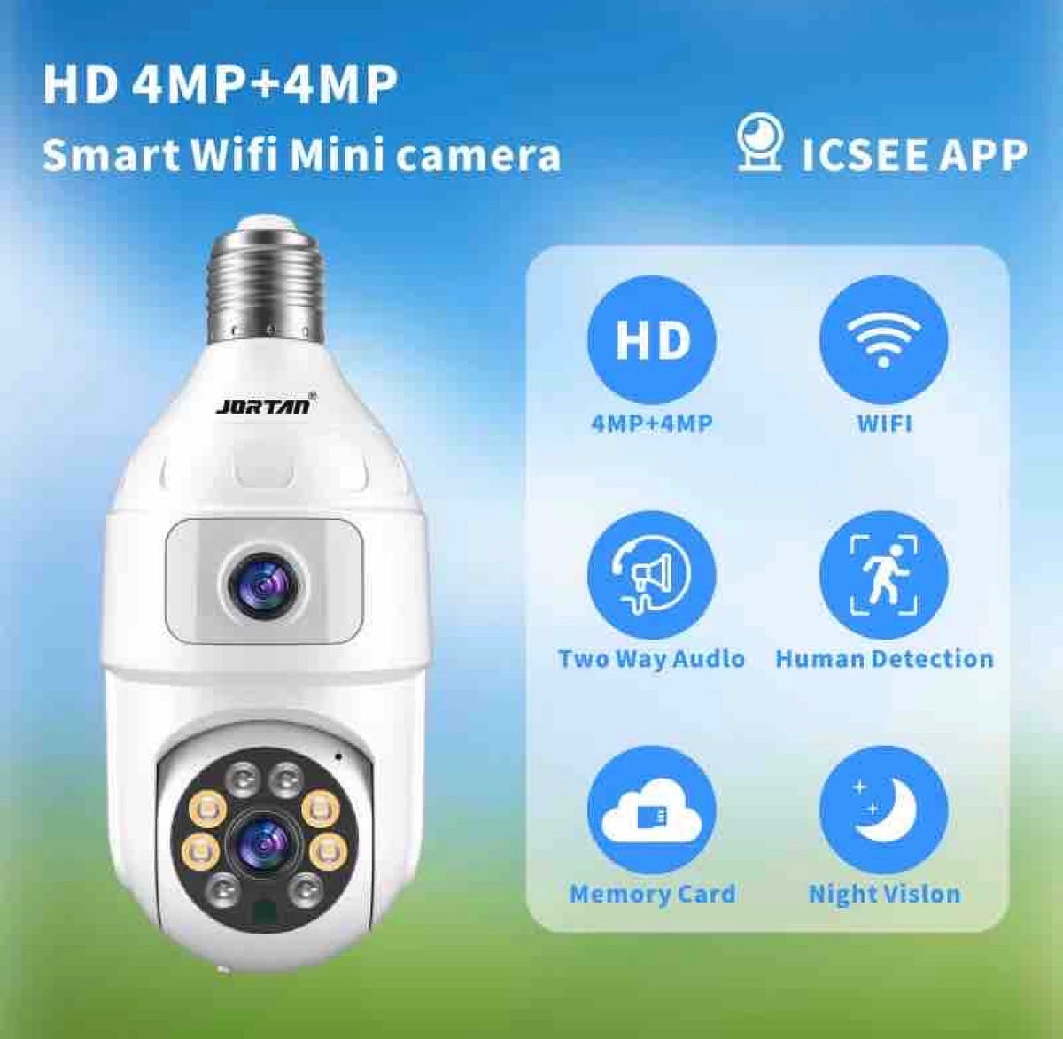 WiFi PTZ IP Kamera JORTAN JT-9696 – Dual Lens 8MP sa ICSEE Aplikacijom