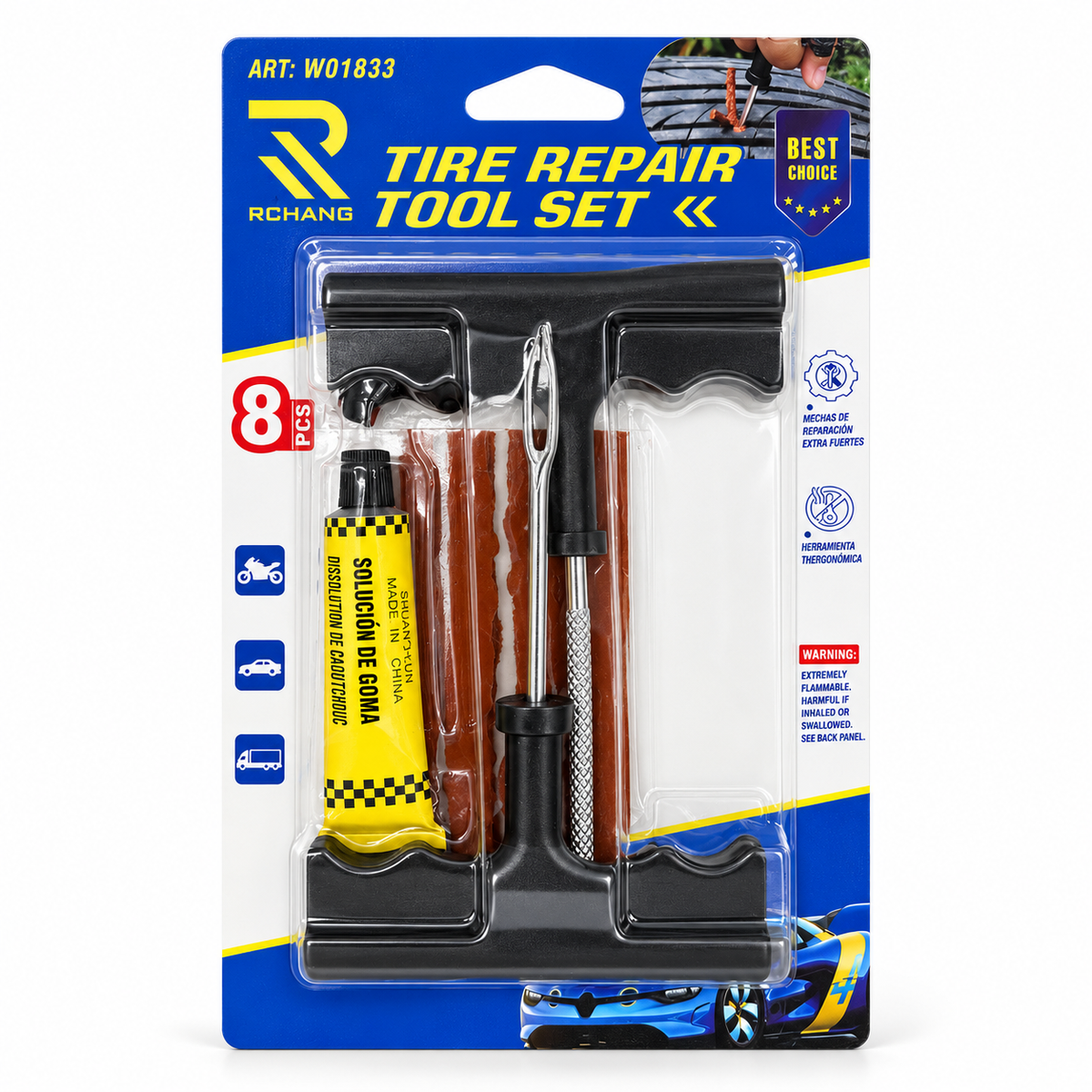 Set za Krpljenje Tubeless Guma – 8 Delova