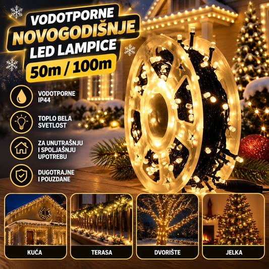 Vodootporne novogodišnje LED lampice 50m/100m