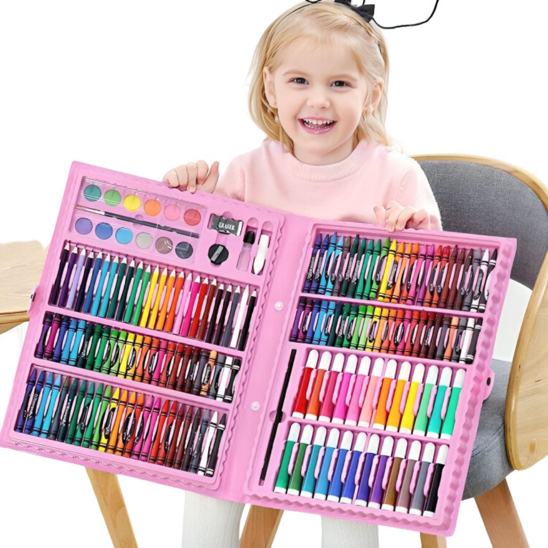 Kofer sa bojicama za decu - savršen set od 208 delova za crtanje i školu