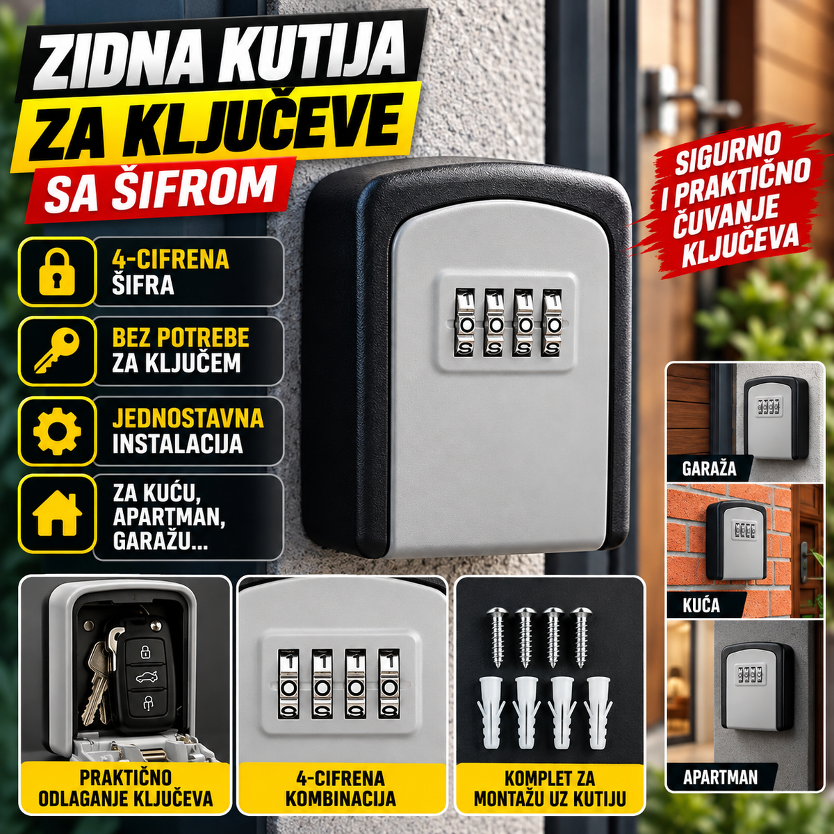 Zidna Kutija za Ključeve sa Šifrom