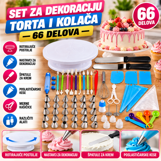 Set za Dekoraciju Torta i Kolača – 66 Delova