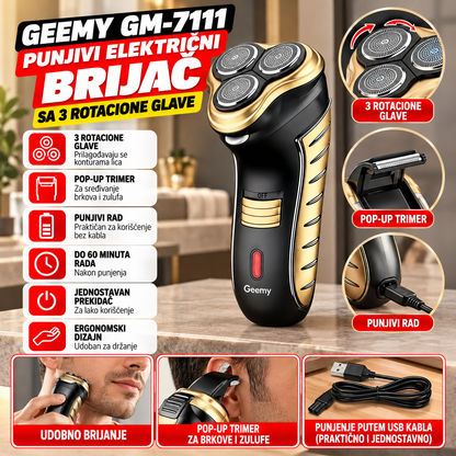 Geemy GM-7111 Punjivi Električni Brijač