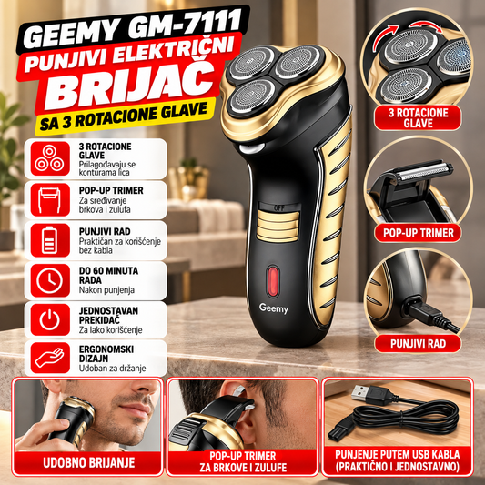 Geemy GM-7111 Punjivi Električni Brijač
