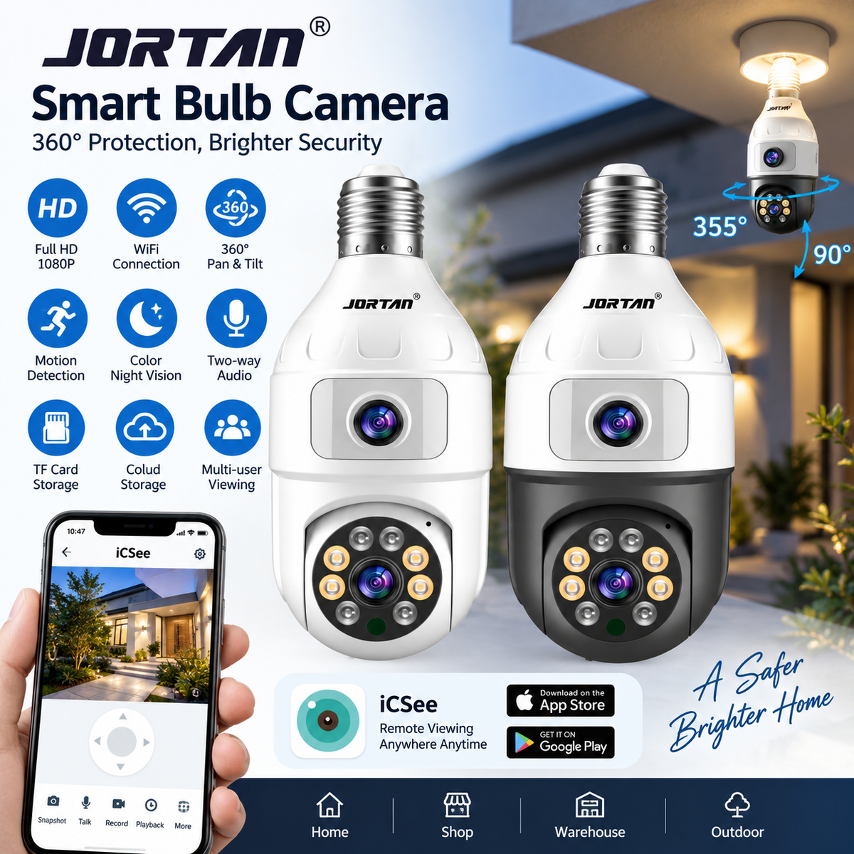 WiFi PTZ IP Kamera JORTAN JT-9696 – Dual Lens 8MP sa ICSEE Aplikacijom