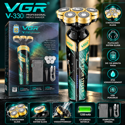 VGR V-330 Profesionalni Rotacioni Brijač sa 5 Glava