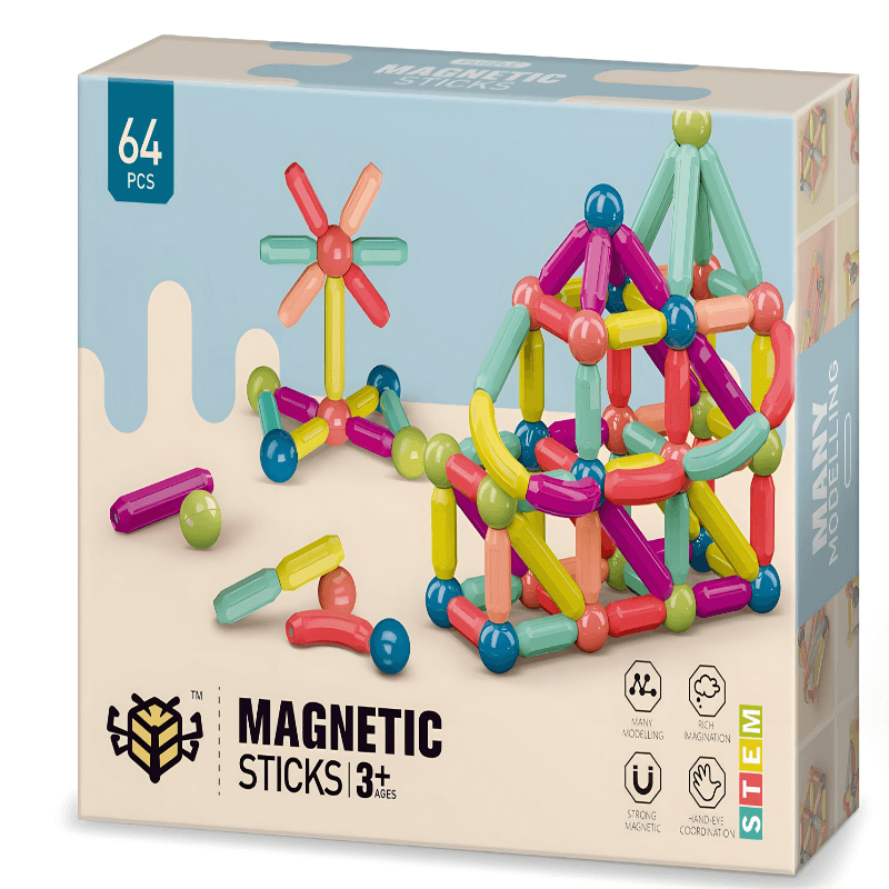 Magnetni set štapića i kugli - 64 delova