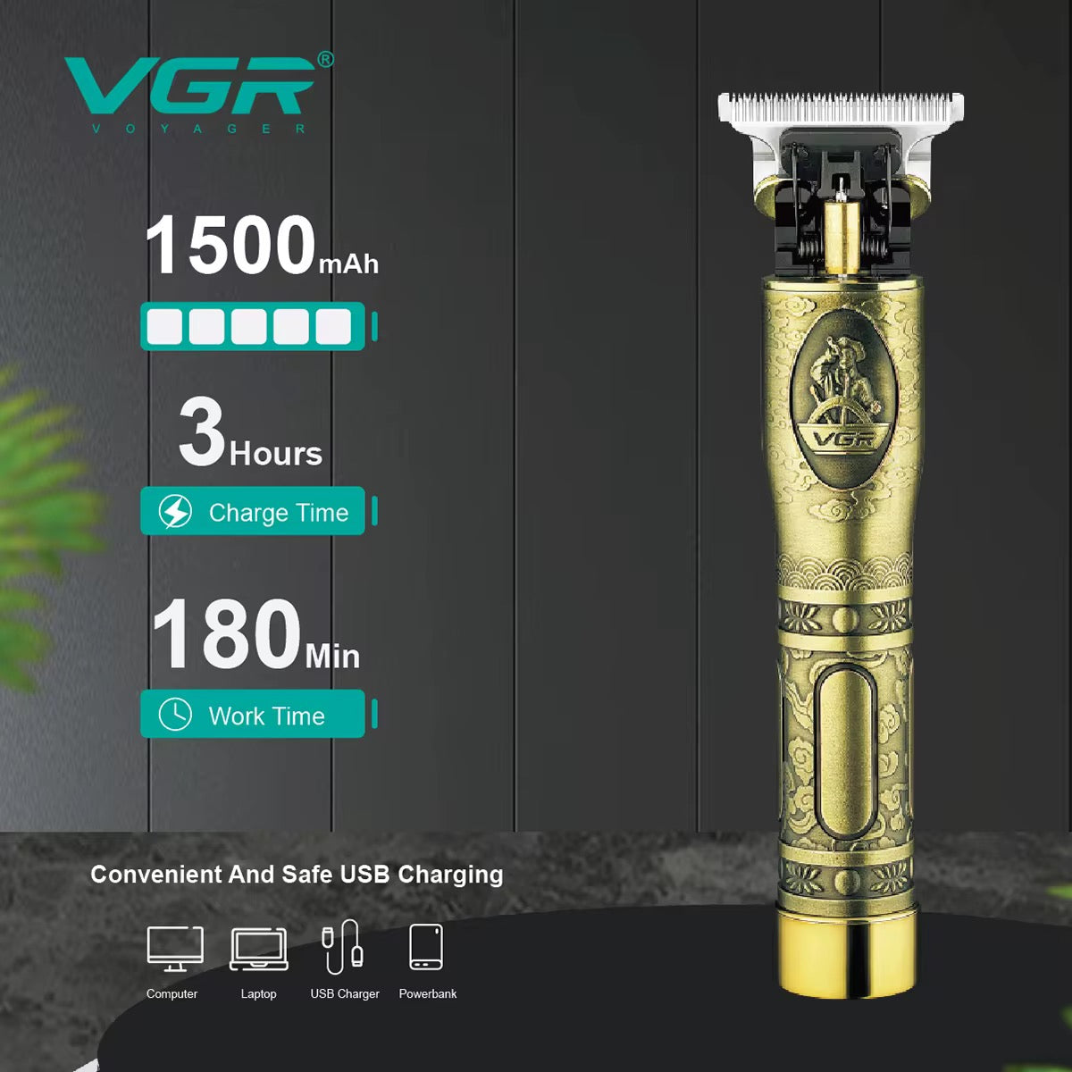 Profesionalni Zlatni Trimer za Šišanje i Brijanje VGR V - 081