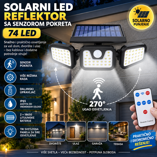 Solarni LED Reflektor sa Senzorom Pokreta