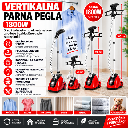 Vertikalna Parna Pegla – 1800W sa Stalkom za Odeću