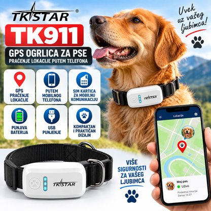 GPS Ogrlica za Pse TKSTAR TK911 – Praćenje Lokacije Putem Telefona