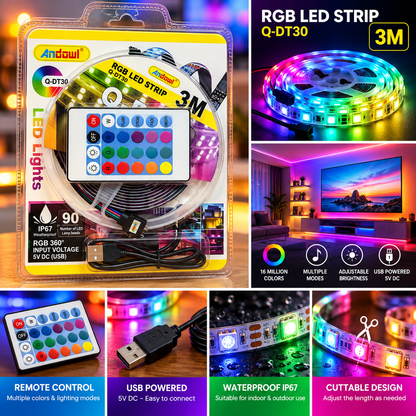 RGB LED Traka 3m sa Daljinskim Upravljačem