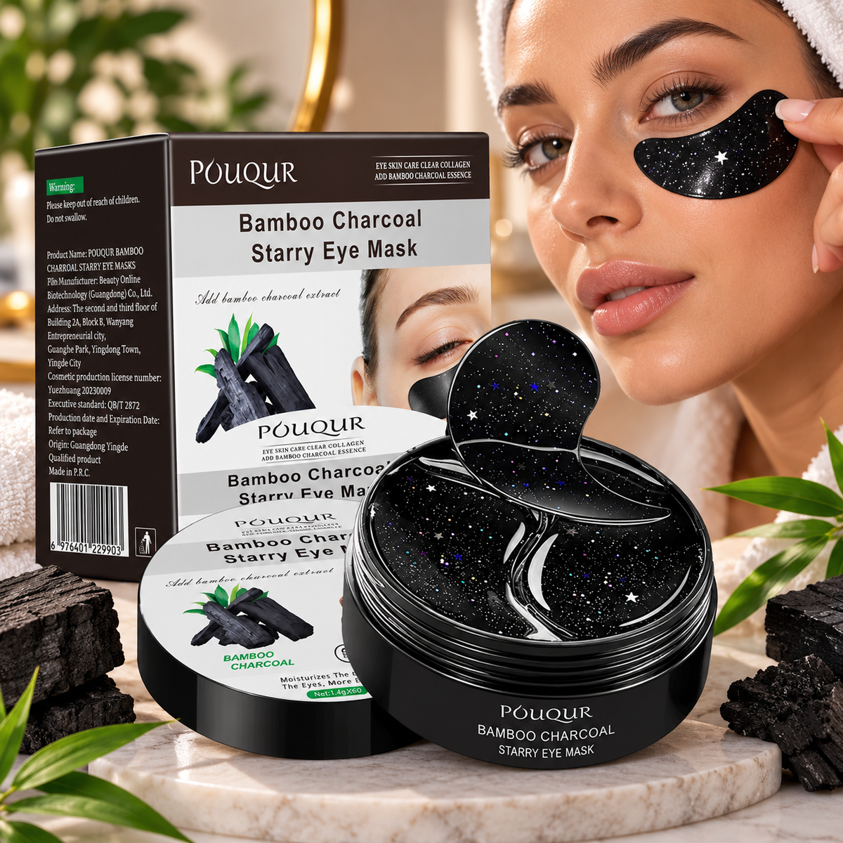 Bamboo Charcoal Starry Eye Mask – Hidrogel Flasteri za Područje Oko Očiju