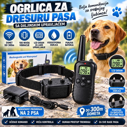 Ogrlica za Dresuru Pasa sa Daljinskim Upravljačem – 300m