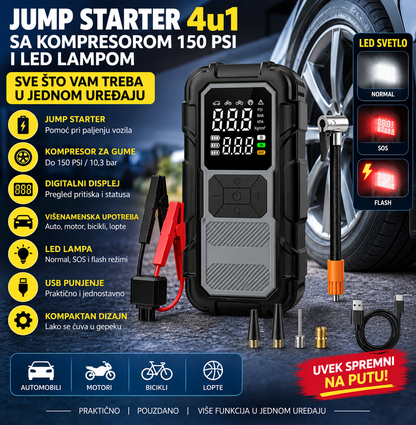 Jump Starter 4u1 sa Kompresorom 150 PSI i LED Lampom