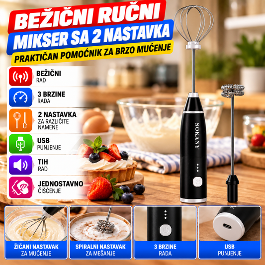 Bežični Ručni Mikser sa 2 Nastavka