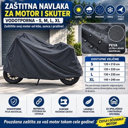 Zaštitna Navlaka za Motor i Skuter – Vodootporna S, M, L, XL