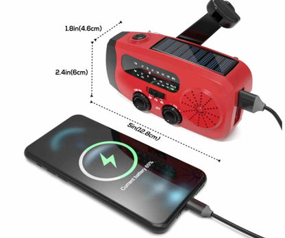 Emergency Radio 4u1 – Solarno, Ručno Punjenje, LED Lampa i Power Bank