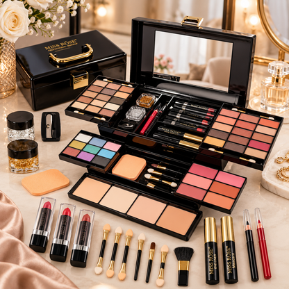 Miss Rose Profesionalni Set Šminke sa Ogledalom – Multifunkcionalni Makeup Kofer