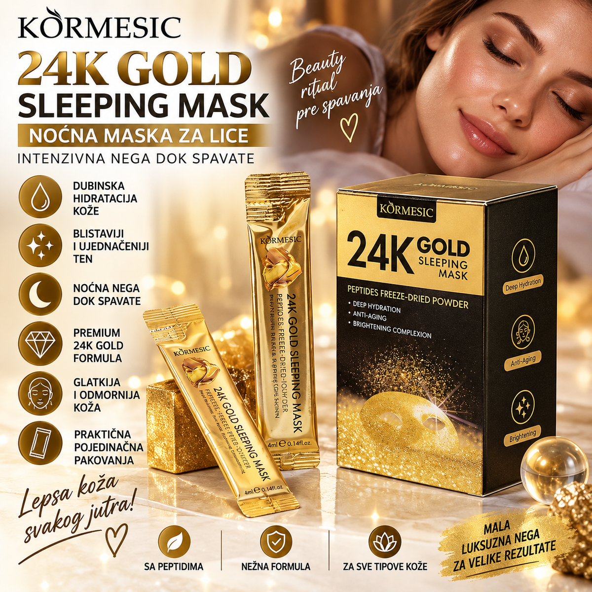 24K Gold Sleeping Mask – Noćna Maska za Lice