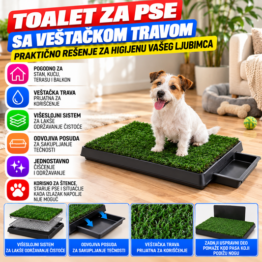 Toalet za Pse sa Veštačkom Travom i Posudom