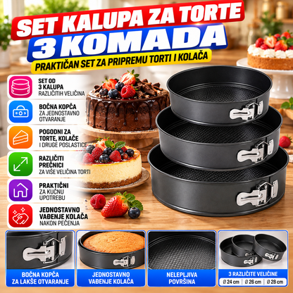 Set Kalupa za Torte sa Kopčom – 3 Komada