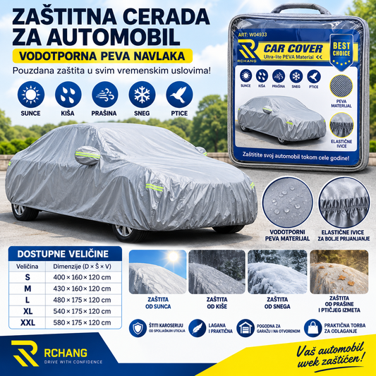 Zaštitna Cerada za Automobil – Vodootporna PEVA Navlaka