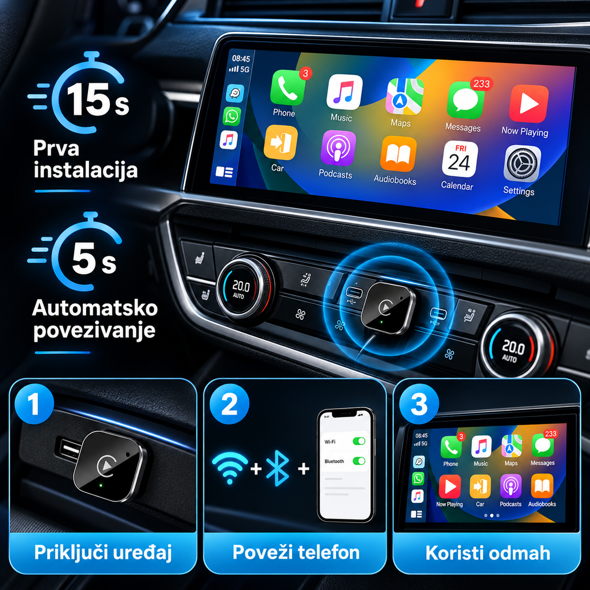 Wireless Apple Carplay & Android Auto Adapter
