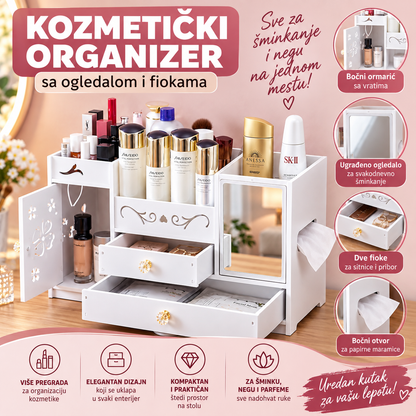 Kozmetički Organizer sa Ogledalom i Fiokama