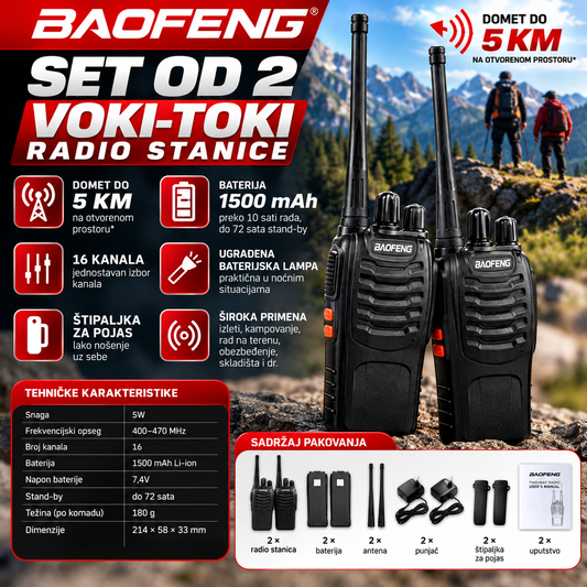 Baofeng BF-888S Set 2 Voki-Tokija sa Punjačima