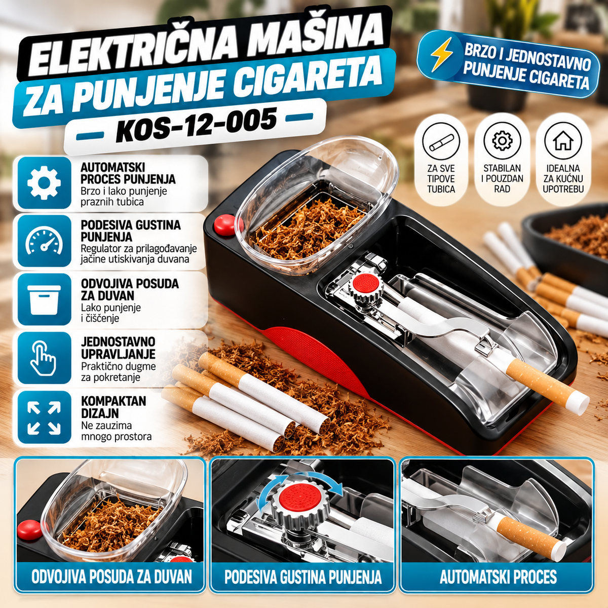Električna Mašina za Punjenje Cigareta