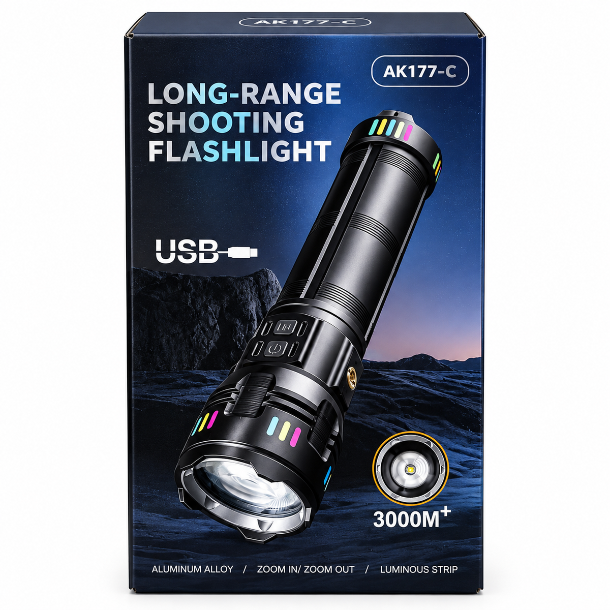 LED Baterijska Lampa AK177-C sa Zoomom i USB Punjenjem