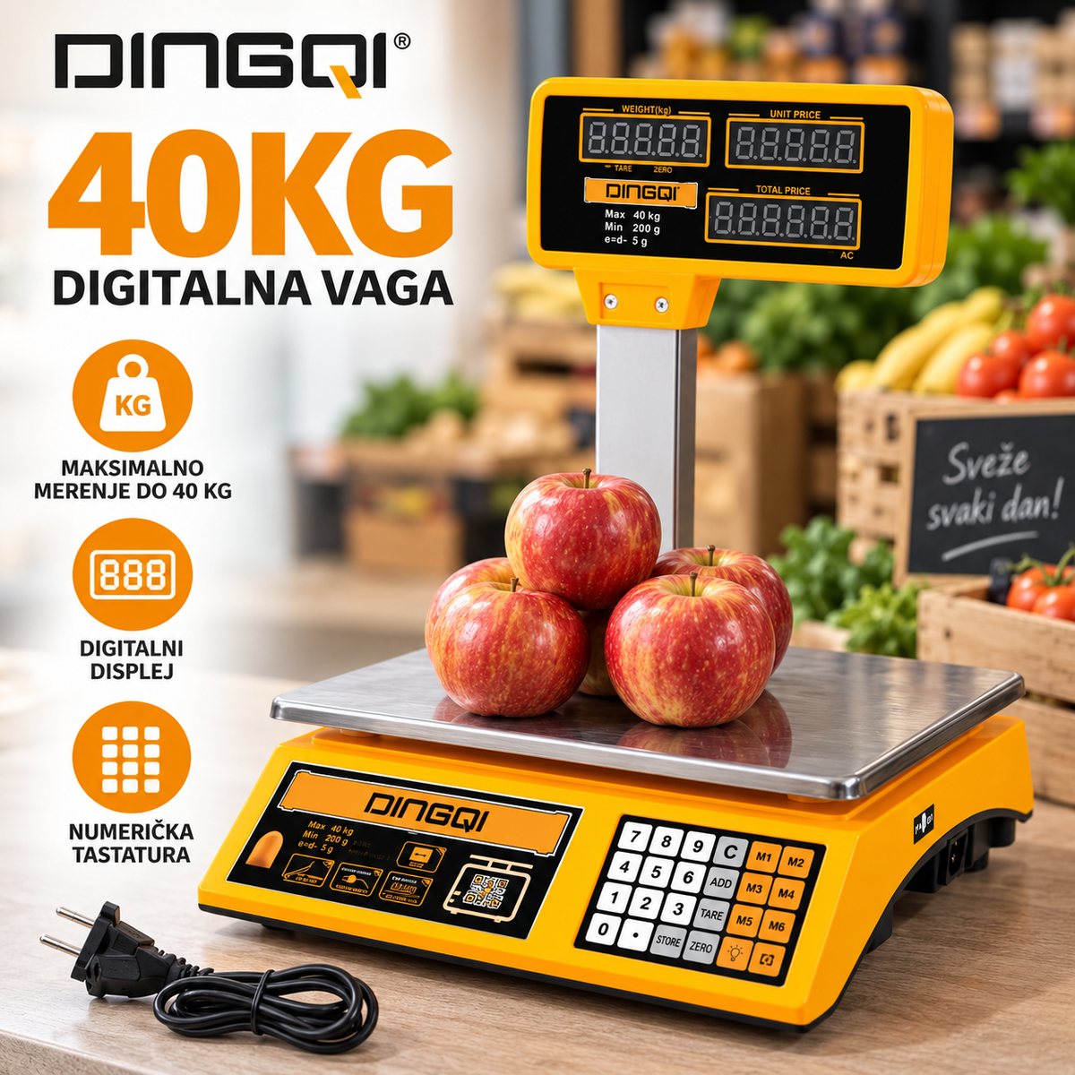 DINGQI Digitalna Trgovačka Vaga do 40 kg