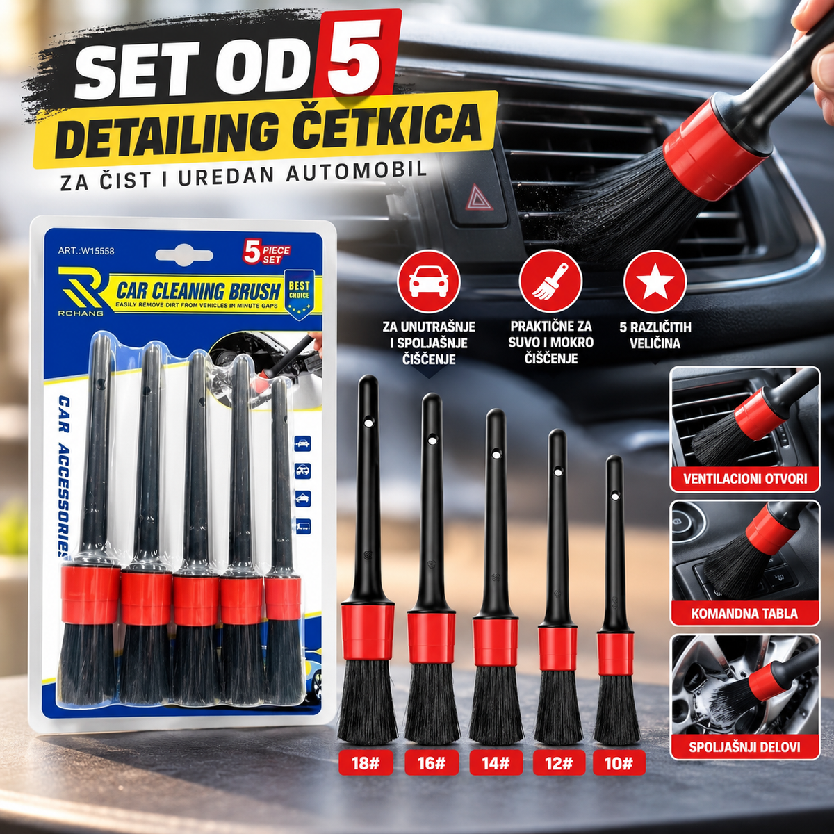 Set od 5 Detailing Četkica