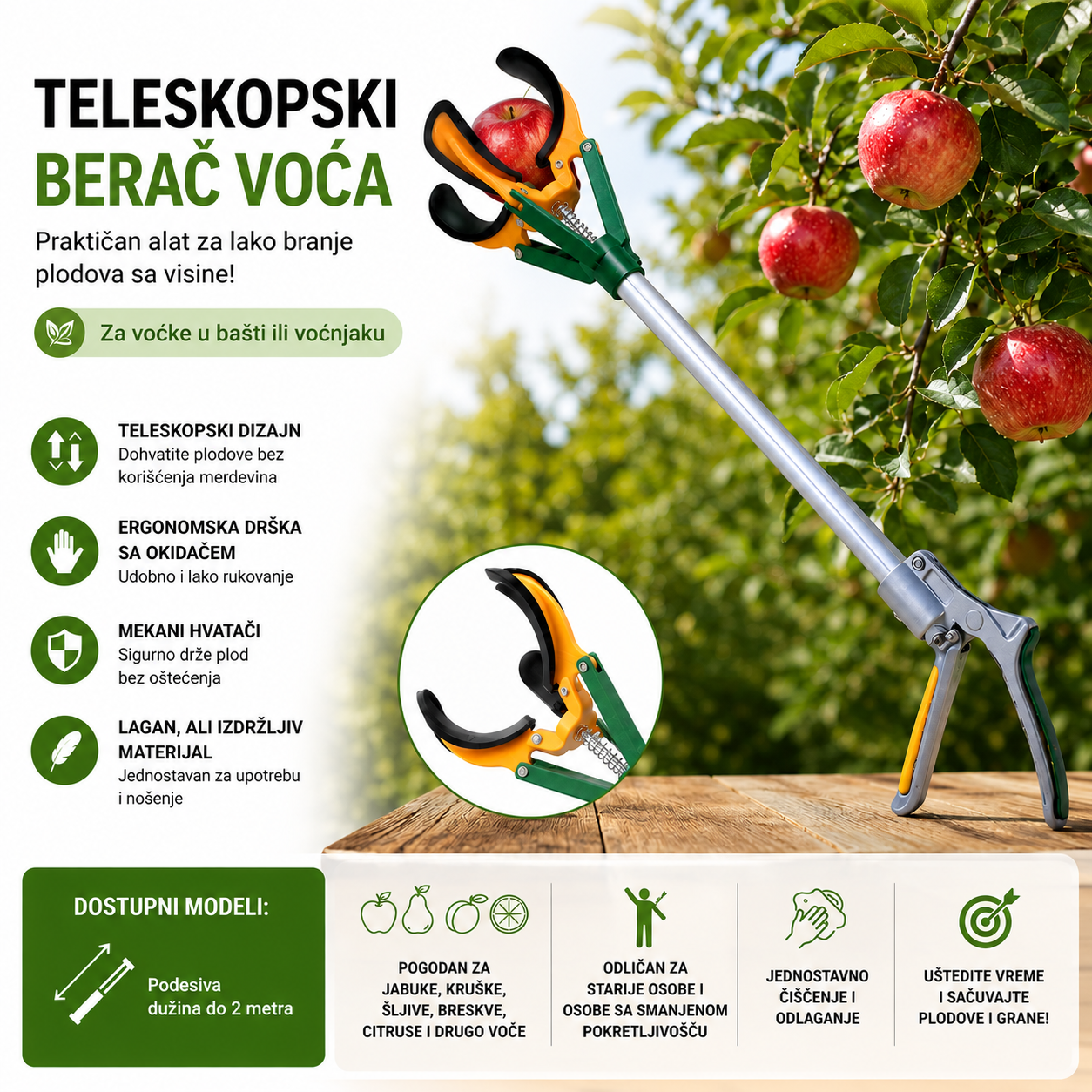 Teleskopski Berač Voća - 2m