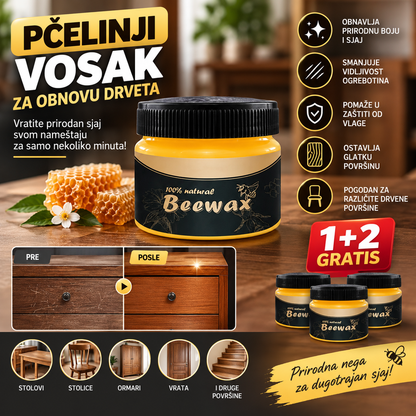 Beewax Pčelinji Vosak za Poliranje Drvenih Površina 1+2 Gratis