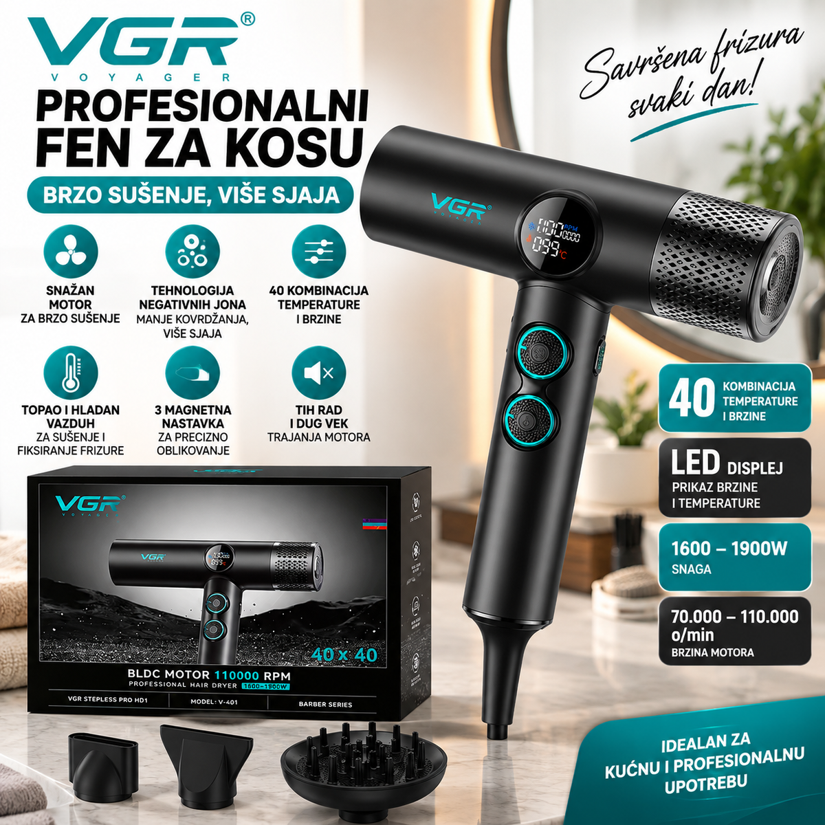 Profesionalni Fen za Kosu VGR V-401